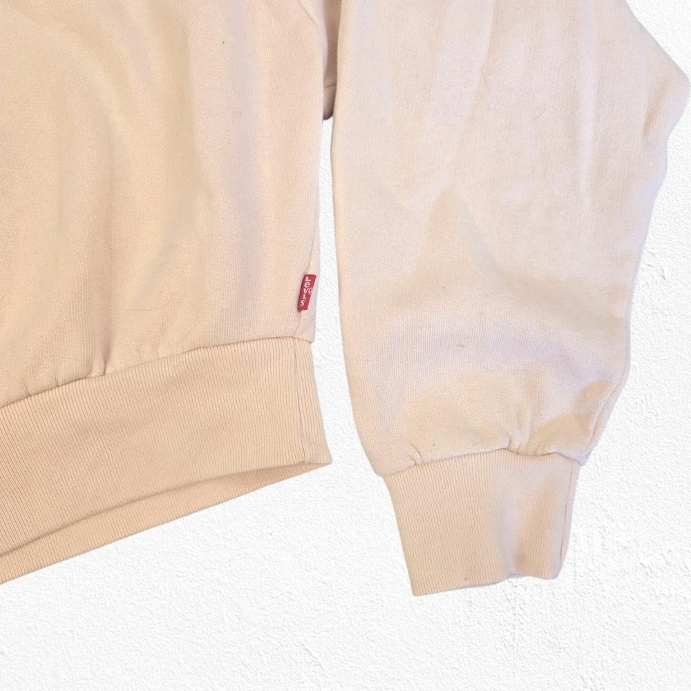 Levi's Peach Pink Graphic Logo Cropped Crewneck Pullover Sweatshirt Size Small